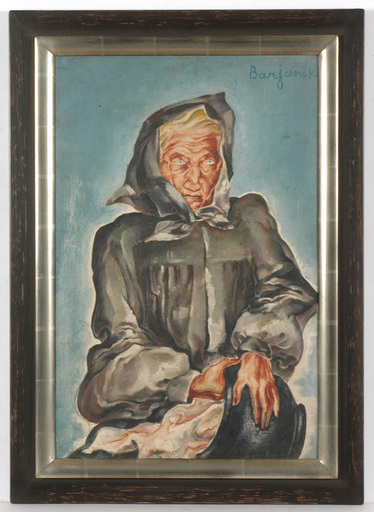 Vladimir BARJANSKY - Painting - "Portrait of a Russian woman" rare oil painting, 1920s
