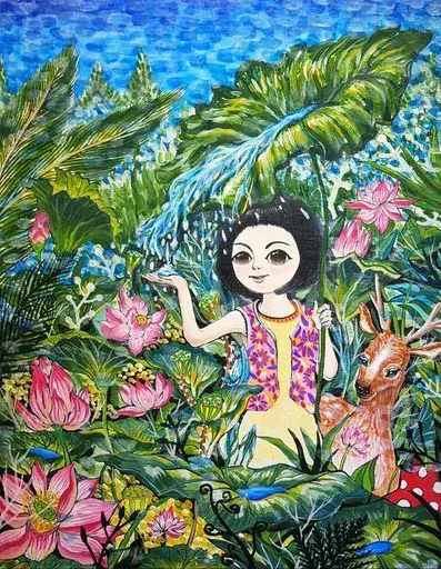 Seung-Hun SHIN - Painting - Fantasy Jejuisland- Island Girl Story
