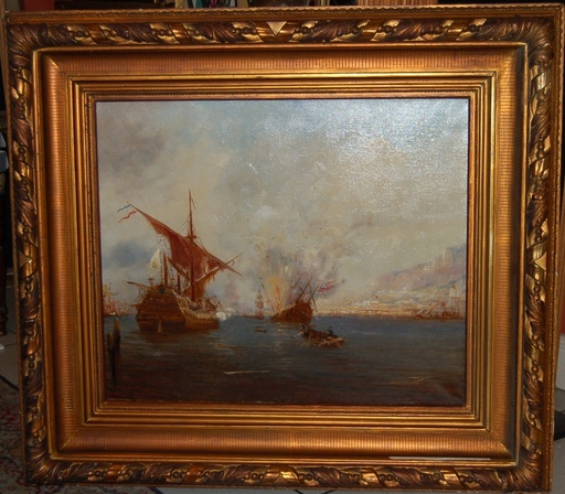 Alfred August Felix BACHMANN - Peinture - Le combat naval