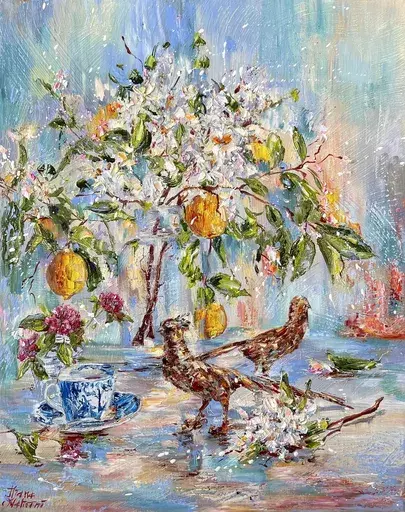 Diana MALIVANI - Painting - Lemons. Still Life