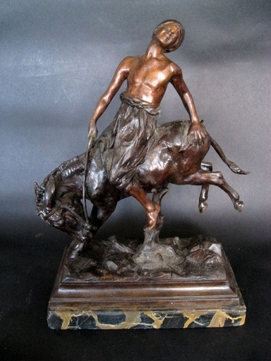 Paul AICHELE - Escultura - Jeune nubien sur son âne cabré