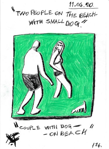 Harry BARTLETT FENNEY - Zeichnung Aquarell - couple with dog on beach 