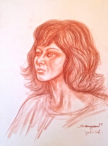 Raúl ANGUIANO VALADEZ - Dibujo Acuarela - Retrato de mujer California