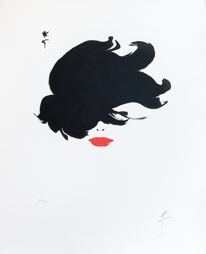 René GRUAU - Print-Multiple - Rouge baiser, cheveux au vent