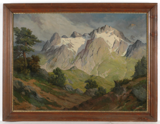 Ivo SALIGER - Pittura - "Austrian Alpine landscape" large oil painting 