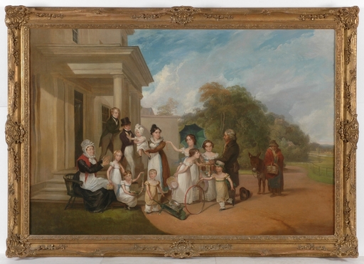 Painting - "English Family", 1810s, Large Oil Painting