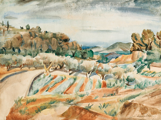 Willy EISENSCHITZ - Dibujo Acuarela - Landscape in the Provence