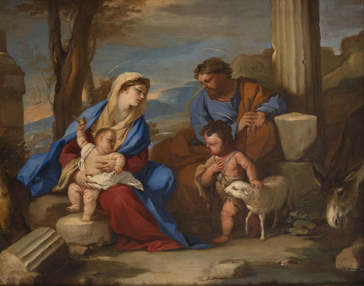 Luca GIORDANO - Painting - Holy Family with the young Saint John the Baptist