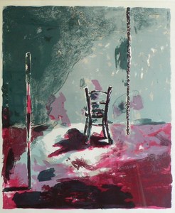 Michael HEINDORFF - Grabado - « La chaise vide Ambiance rouge » 