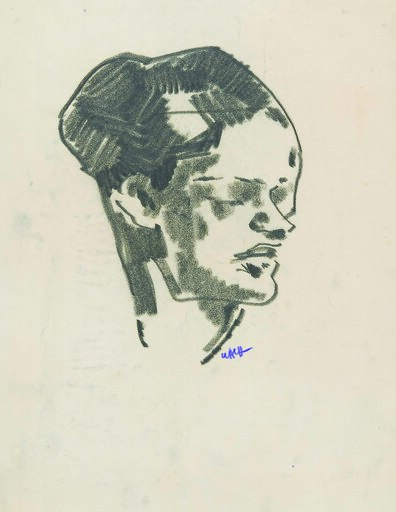 Aloys WACH - Disegno Acquarello - Portrait of a woman