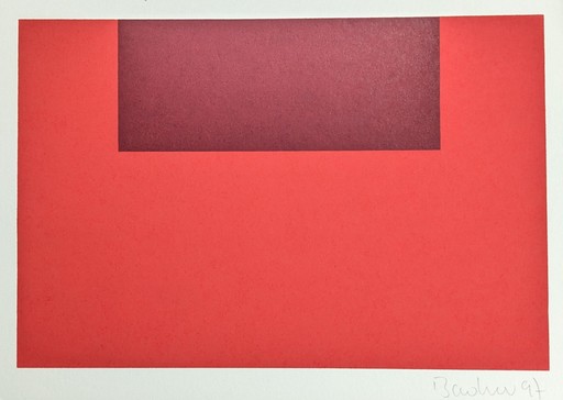 Frank BADUR - Stampa-Multiplo - Dunkelrot auf Rot