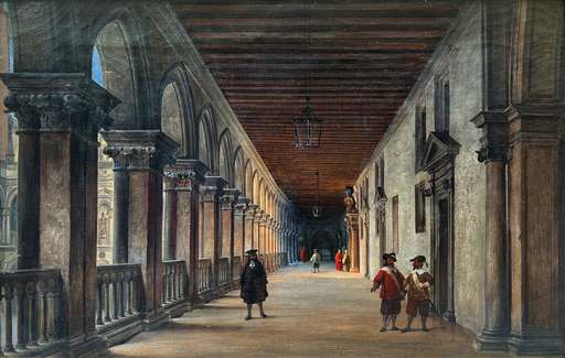 Luigi QUERENA - Pintura - Nel portico (1858)