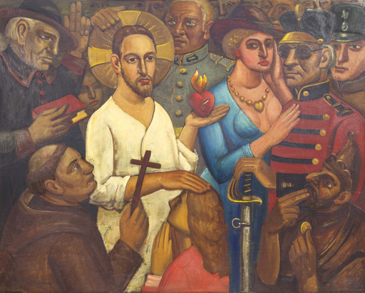 Prosper DE TROYER - Gemälde - The Holy Hear of Jesus among the Classes