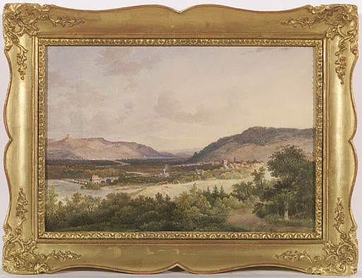 Pieter Francis PETERS - Dibujo Acuarela - View of Wangen, 1847, Watercolor
