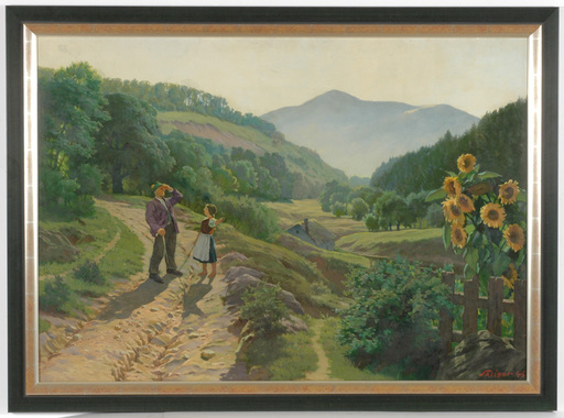 Ivo SALIGER - Pittura - "Alpine road scene" oil painting 