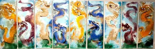 Vanecha ROUDBARAKI - Peinture - Les neuf Dragons
