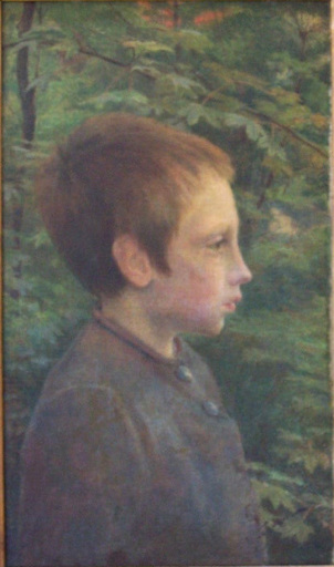 Ilia Sawic GALKIN - Painting - Profile of Boy in the Forest