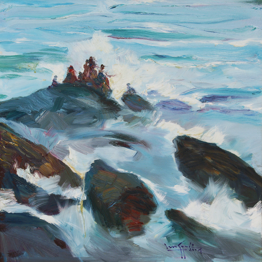 U Lun GYWE - Gemälde - A Family at the Shore 