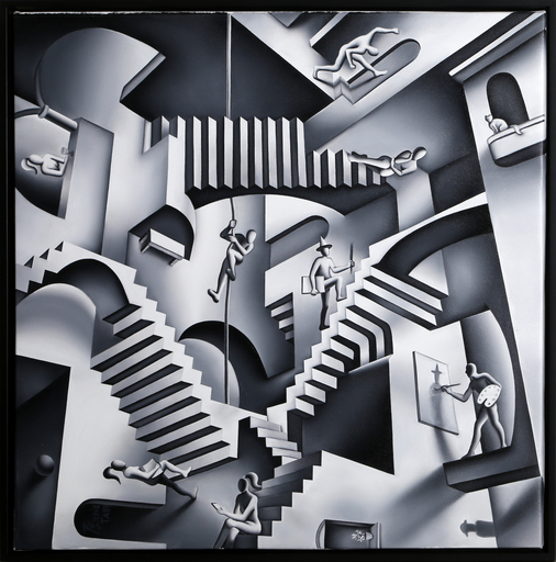 Mark KOSTABI - Painting - Stairways to the Stable Mind