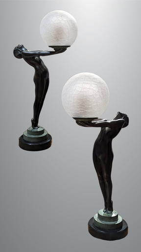 Max LE VERRIER - Escultura - Paire de Lampes Clarté ou Lueur Lumineuse