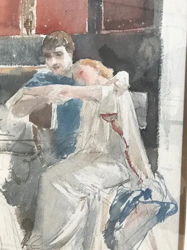Ulpiano CHECA Y SANZ - Drawing-Watercolor - Quo Vadis ? Vinicius chez Pétrone