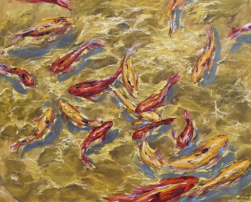 Diana MALIVANI - Painting - L'étang ensoleillé