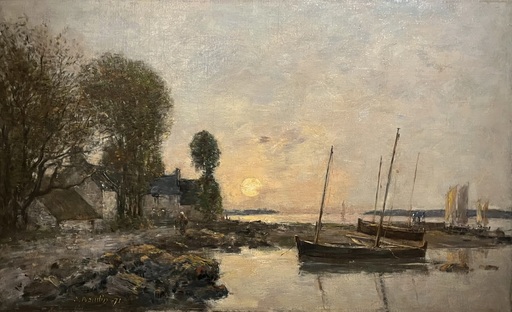 Eugène BOUDIN - Peinture - PLOUGASTEL, Le passage du bac