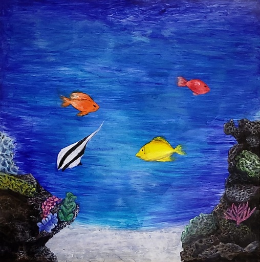 Kazi Adiba TASNIM - Painting - Biodiversity under water