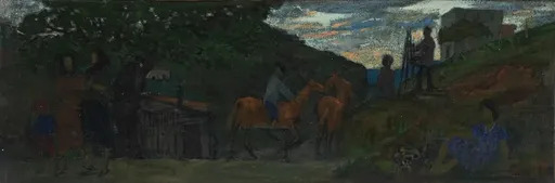 Grégoire MICHONZE - Gemälde - French Landscape with Figures