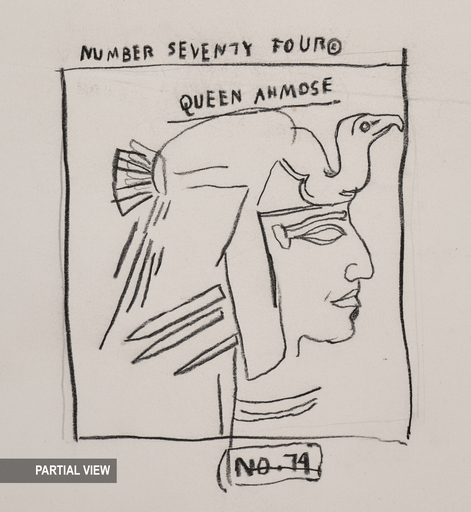 Jean-Michel BASQUIAT - Dibujo Acuarela - Untitled (Queen Ahmose)
