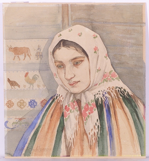 Antoni WYSOCKI - Dibujo Acuarela - "Polish Girl", Early 20th C., Watercolor