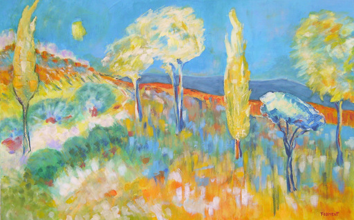 Michèle FROMENT - Painting - LUNE EN PROVENCE Ref. 375H