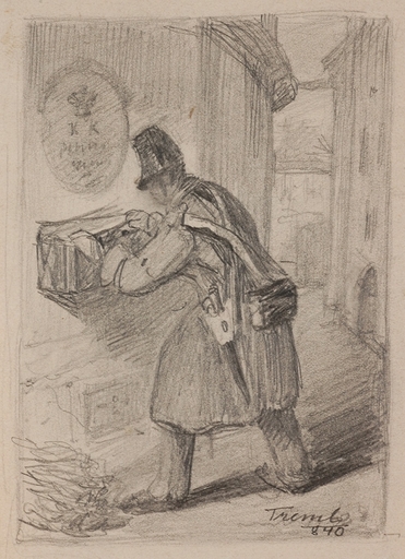 Friedrich Johann TREML - Disegno Acquarello - "Soldier's Letter", 1846