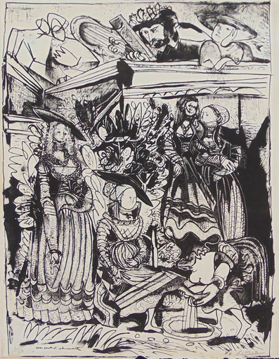 巴勃罗•毕加索 - 版画 - David and Bathsheba (After Lucas Cranach) II