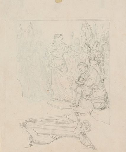 Theodor PETTER - 水彩作品 - Theodor Petter (1822-1872) "Historical scene" drawing