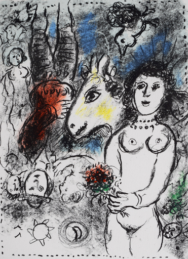 Marc CHAGALL - Stampa-Multiplo - Nude with a Small Bouquet