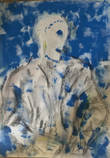 Pere GASTO VILANOVA - Drawing-Watercolor - “Personaje en azul”