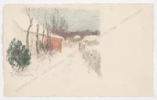 Tit Jokovlevic DVORNIKOV - Dessin-Aquarelle - "Winter motif", drawing on post-card, ca. 1900