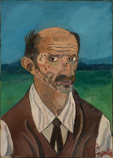 Antonio LIGABUE - Painting - Autoritratto con cravatta