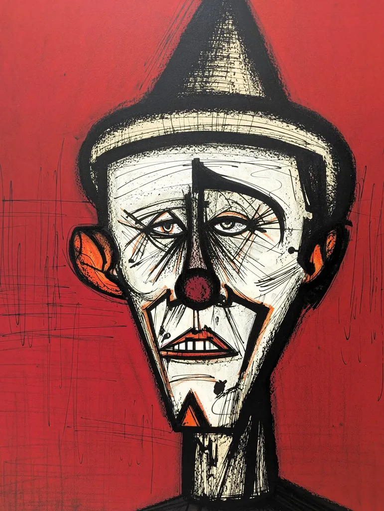 Mon Cirque, le clown au fond rouge by | Bernard BUFFET | buy art