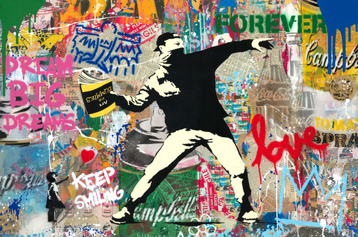 MR BRAINWASH - Painting - Banksy Thrower