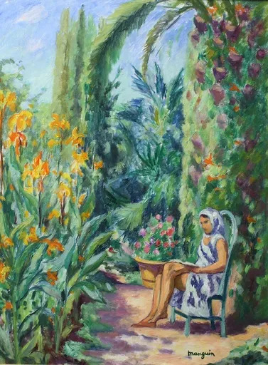 Henri MANGUIN - Gemälde - Odette dans le jardin de l’Oustalet