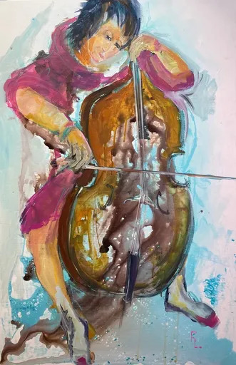 Françoise LEBLANC - Peinture - L'ANGE ET LA CONTREBASSE