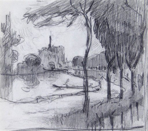 Robert Antoine PINCHON - Drawing-Watercolor - Pont de l'Arche