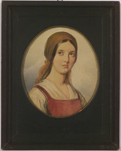 Wilhelm KANDLER - Disegno Acquarello - "Czech Girl", Watercolor, 19th Century
