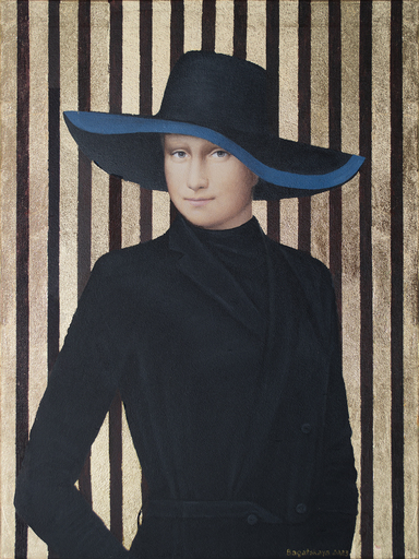 Nataliya BAGATSKAYA - Gemälde - Contemporary portrait "Black ang Gold"