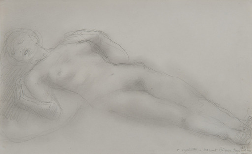 Auguste RODIN - Disegno Acquarello - Femme nue allongée