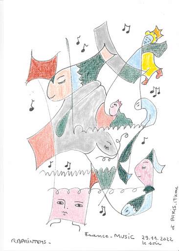 Reine BUD-PRINTEMS - Zeichnung Aquarell - "France-MUSIC"