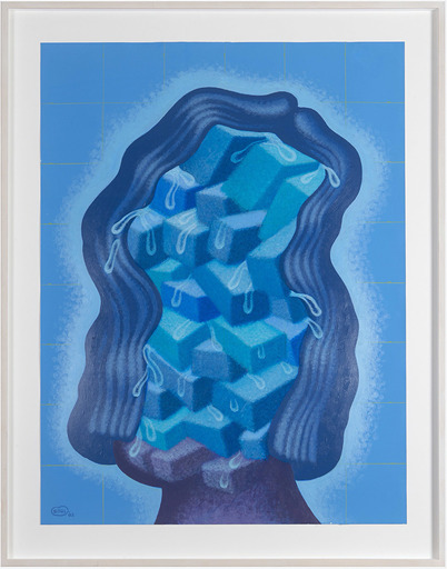 Peter SAUL - Zeichnung Aquarell - Sad Cubist Head