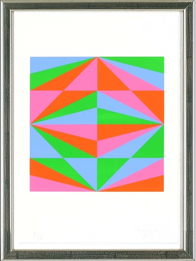 Max BILL - 版画 - O.T. (azurblau, grün, rosa, orange)